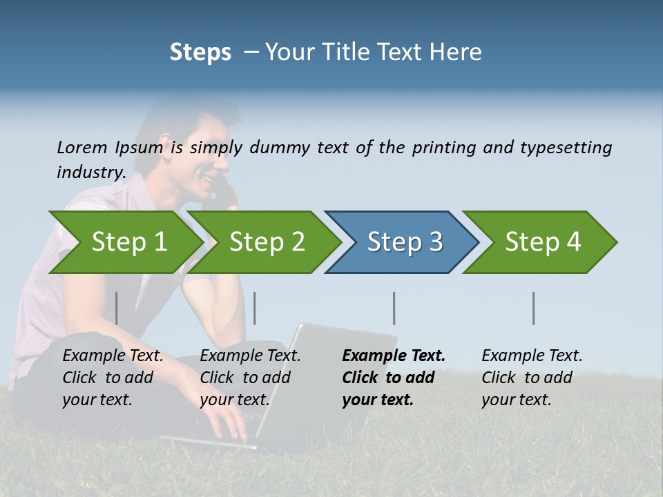 Man Using A Laptop Outdoors PowerPoint Template