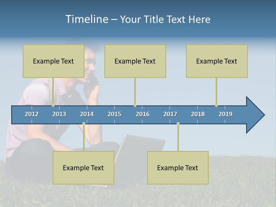 Man Using A Laptop Outdoors PowerPoint Template