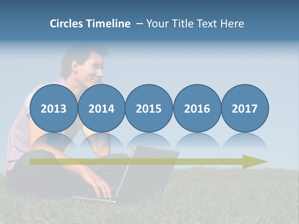 Man Using A Laptop Outdoors PowerPoint Template