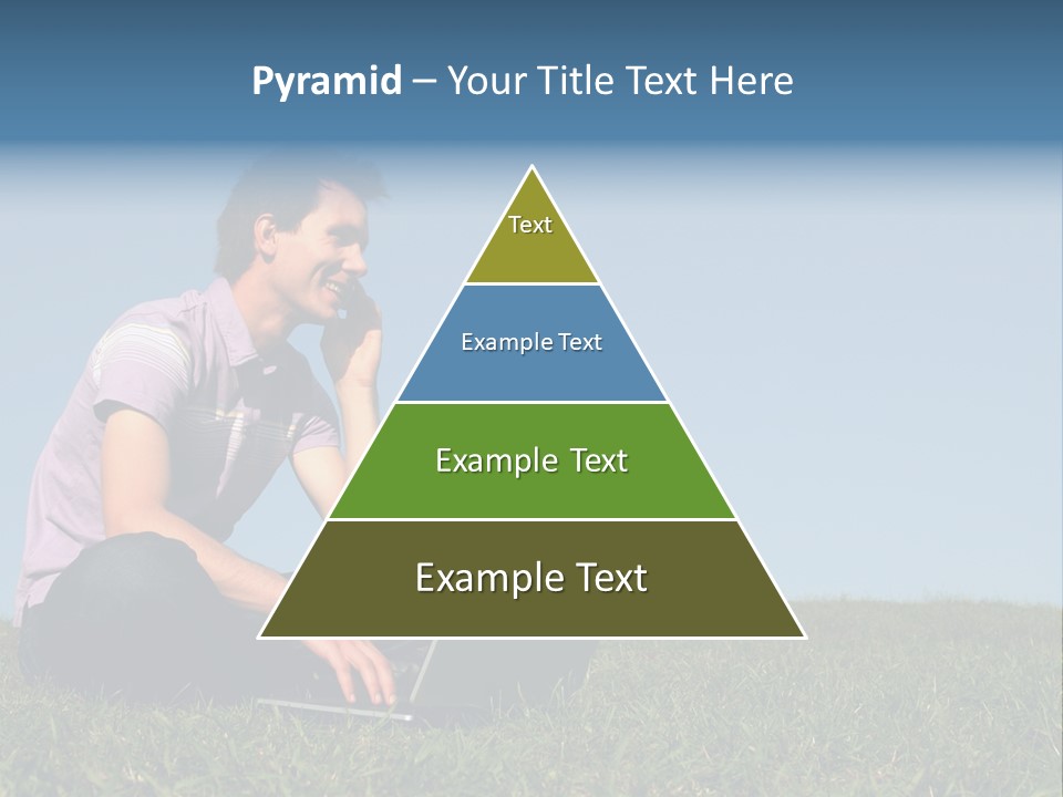 Man Using A Laptop Outdoors PowerPoint Template