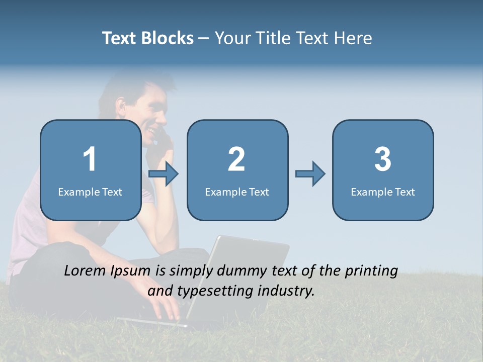 Man Using A Laptop Outdoors PowerPoint Template