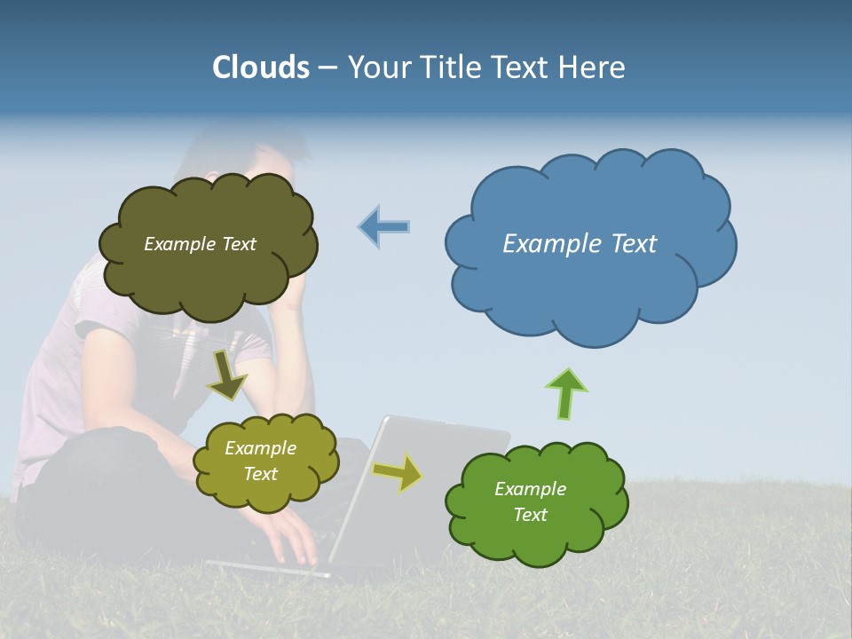 Man Using A Laptop Outdoors PowerPoint Template