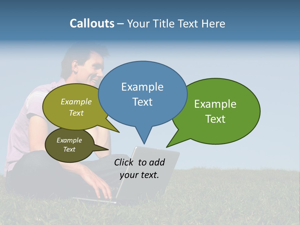 Man Using A Laptop Outdoors PowerPoint Template