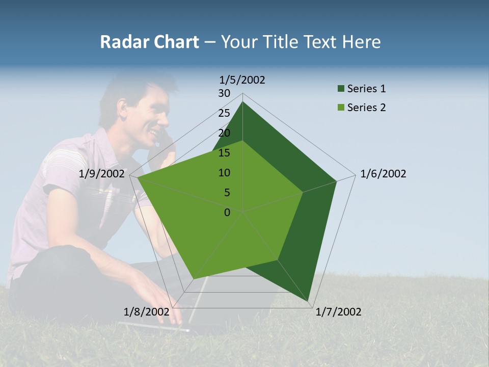 Man Using A Laptop Outdoors PowerPoint Template