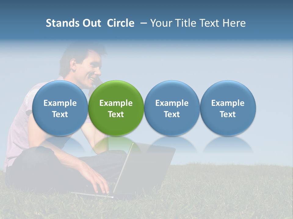 Man Using A Laptop Outdoors PowerPoint Template