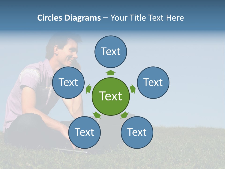 Man Using A Laptop Outdoors PowerPoint Template