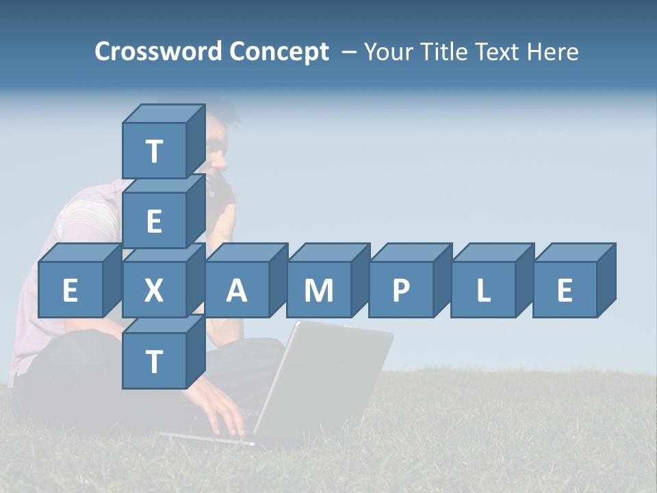 Man Using A Laptop Outdoors PowerPoint Template