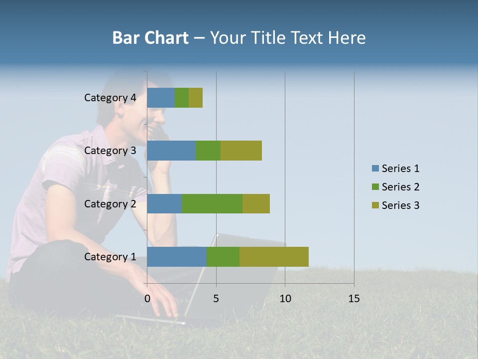 Man Using A Laptop Outdoors PowerPoint Template