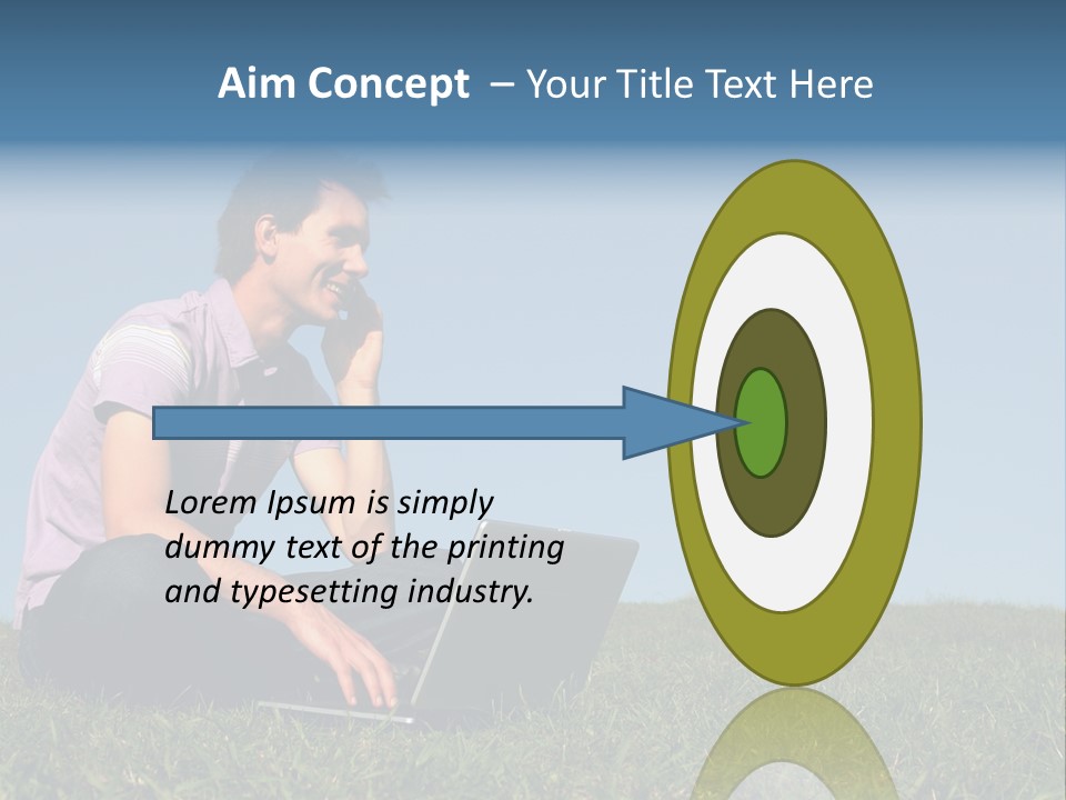 Man Using A Laptop Outdoors PowerPoint Template