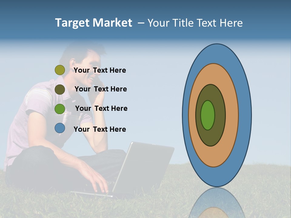 Man Using A Laptop Outdoors PowerPoint Template