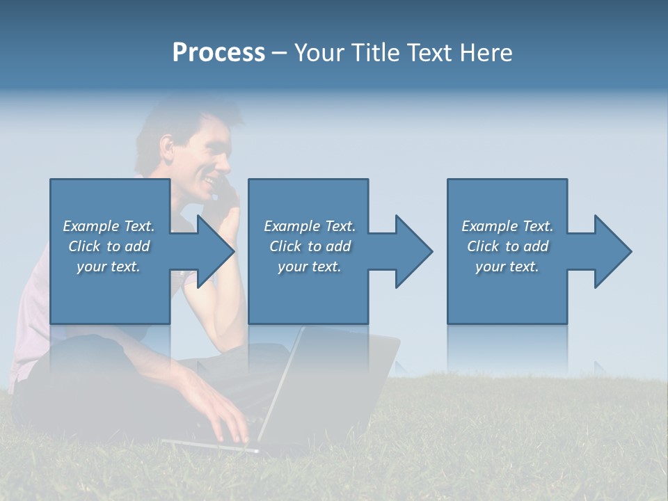 Man Using A Laptop Outdoors PowerPoint Template