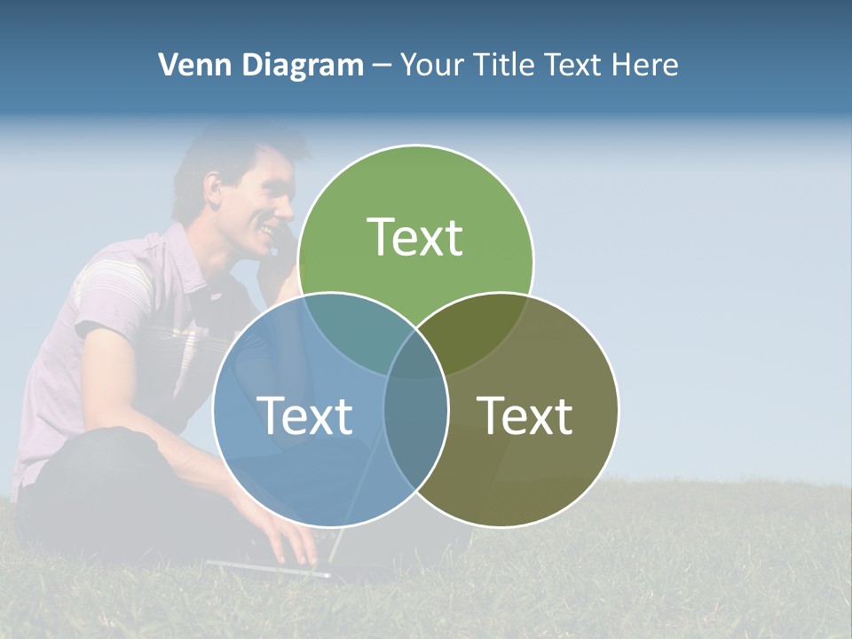 Man Using A Laptop Outdoors PowerPoint Template