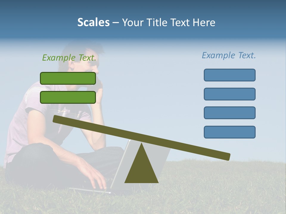 Man Using A Laptop Outdoors PowerPoint Template