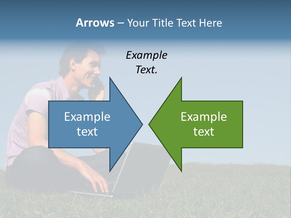 Man Using A Laptop Outdoors PowerPoint Template