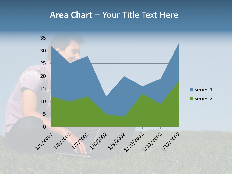 Man Using A Laptop Outdoors PowerPoint Template