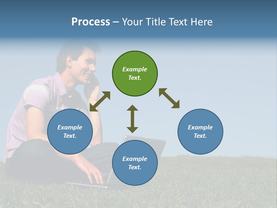 Man Using A Laptop Outdoors PowerPoint Template