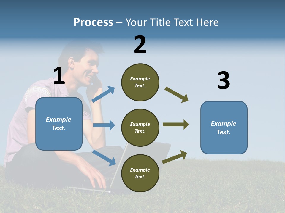 Man Using A Laptop Outdoors PowerPoint Template