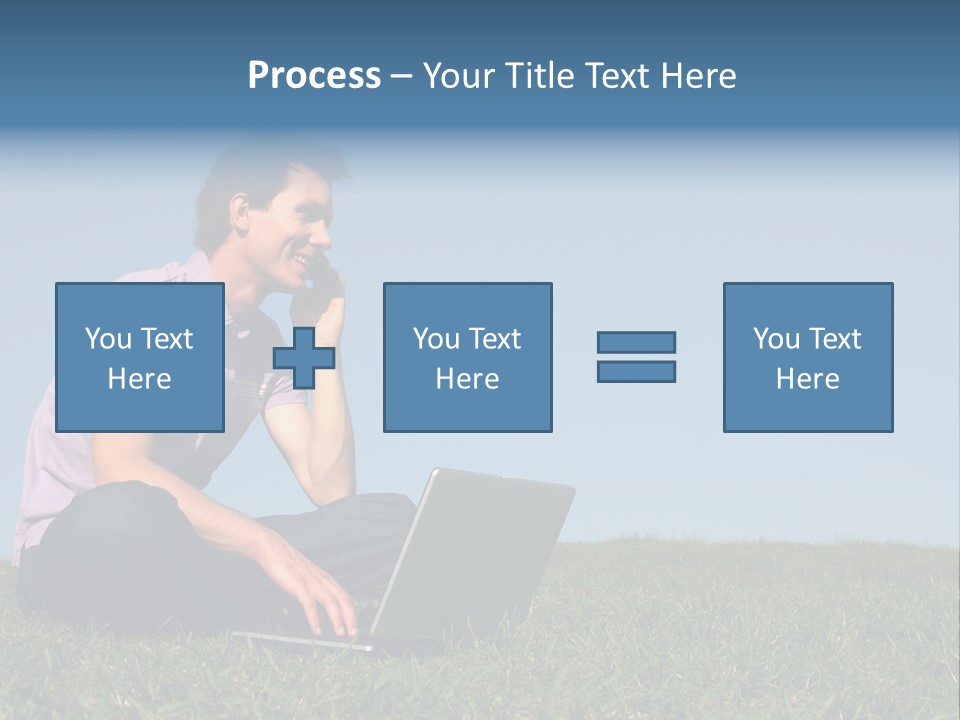 Man Using A Laptop Outdoors PowerPoint Template