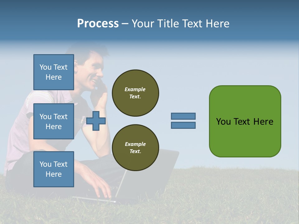 Man Using A Laptop Outdoors PowerPoint Template