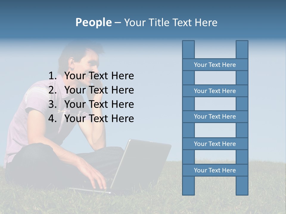 Man Using A Laptop Outdoors PowerPoint Template