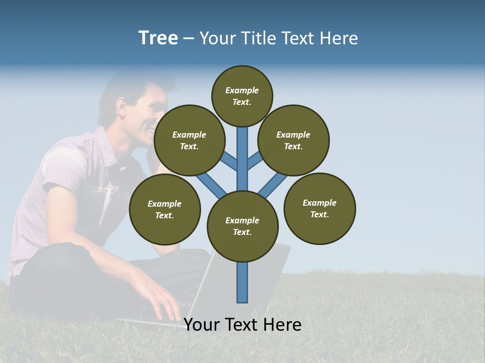 Man Using A Laptop Outdoors PowerPoint Template