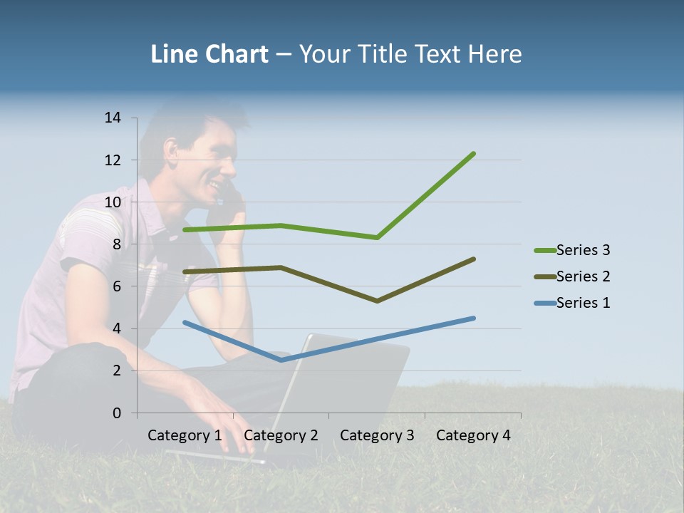 Man Using A Laptop Outdoors PowerPoint Template