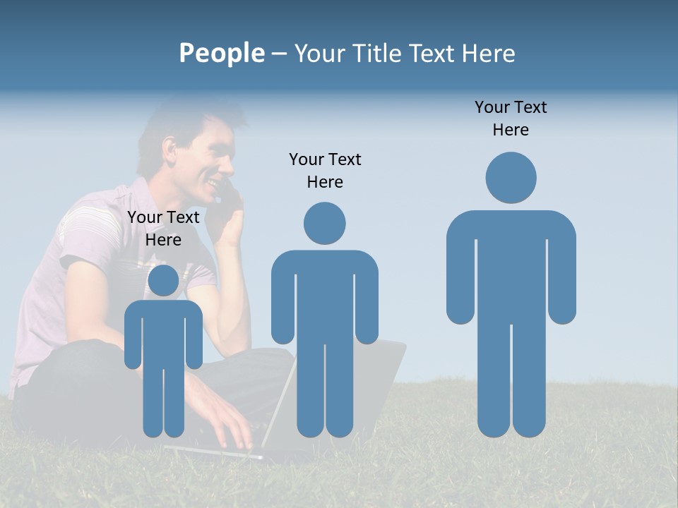 Man Using A Laptop Outdoors PowerPoint Template