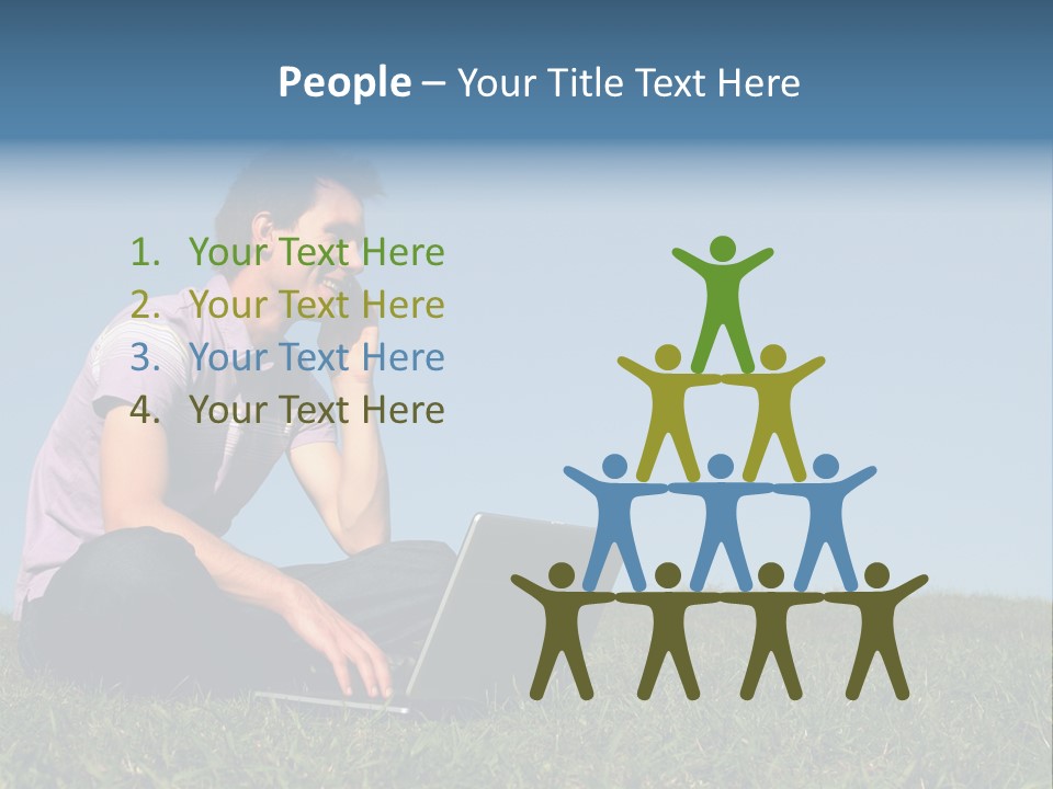 Man Using A Laptop Outdoors PowerPoint Template