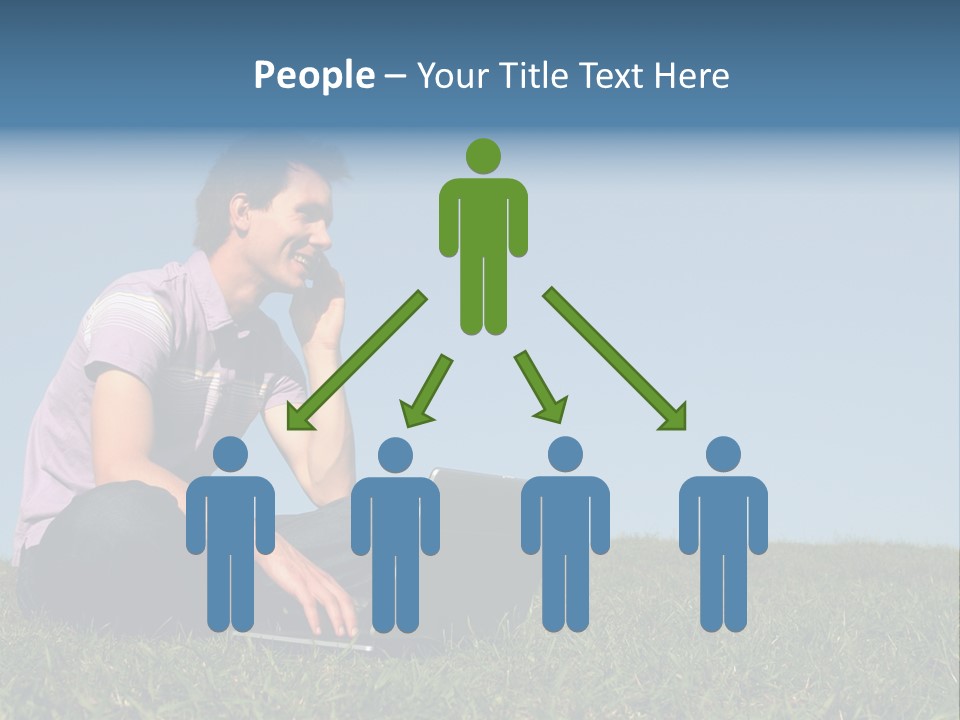 Man Using A Laptop Outdoors PowerPoint Template