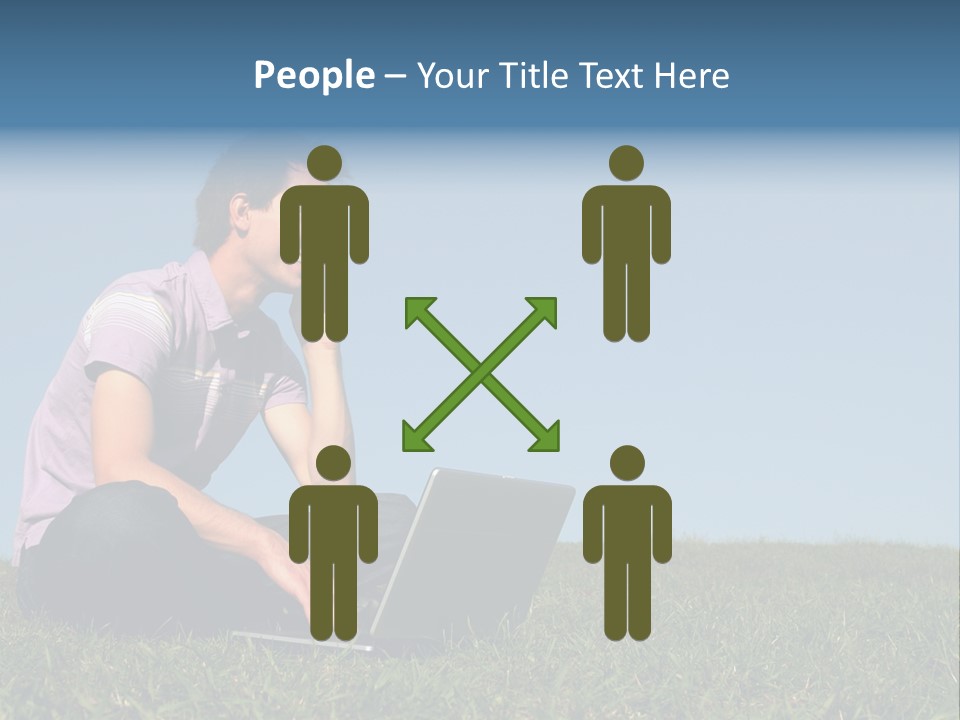 Man Using A Laptop Outdoors PowerPoint Template