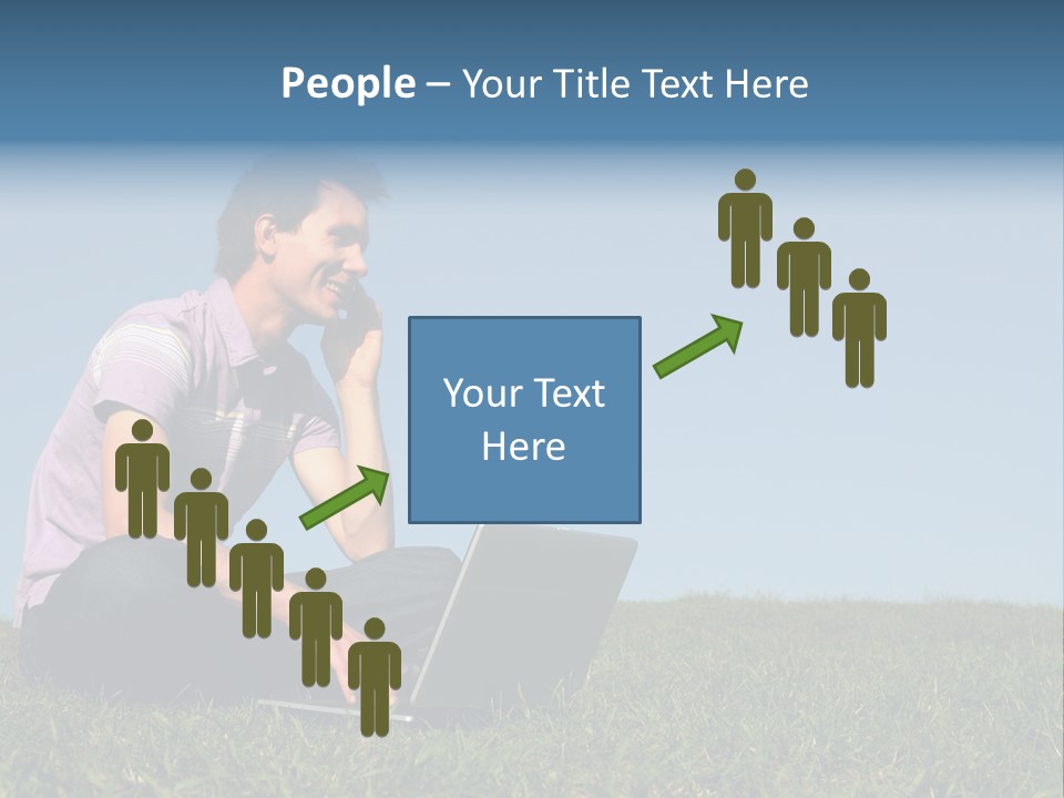 Man Using A Laptop Outdoors PowerPoint Template