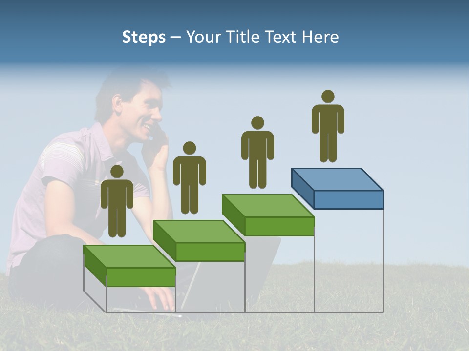 Man Using A Laptop Outdoors PowerPoint Template