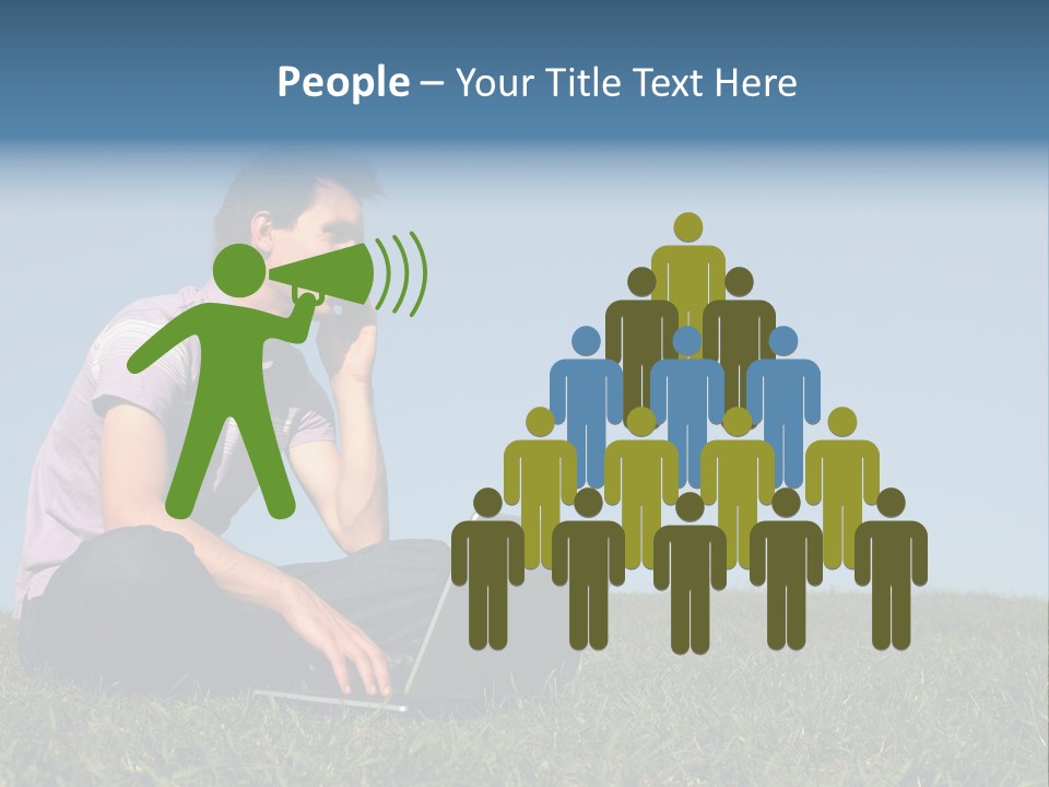 Man Using A Laptop Outdoors PowerPoint Template