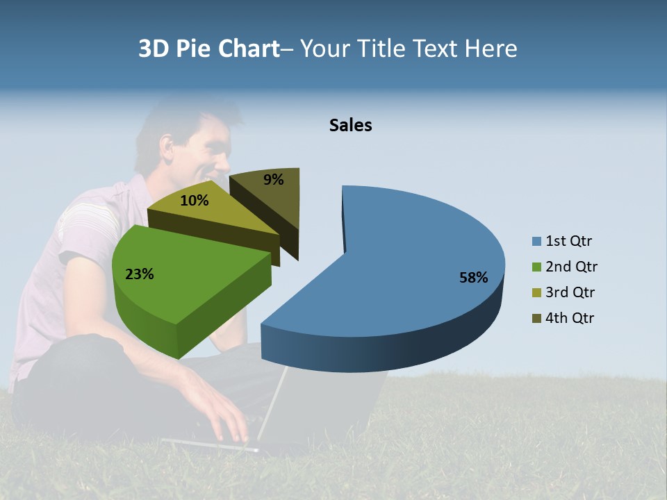 Man Using A Laptop Outdoors PowerPoint Template