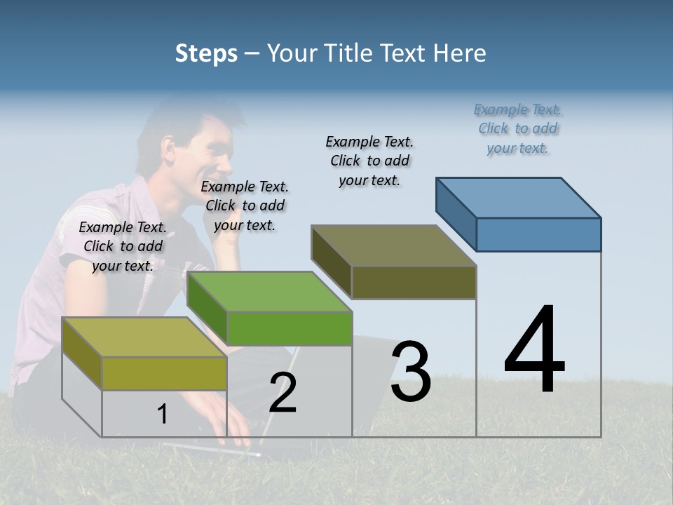 Man Using A Laptop Outdoors PowerPoint Template