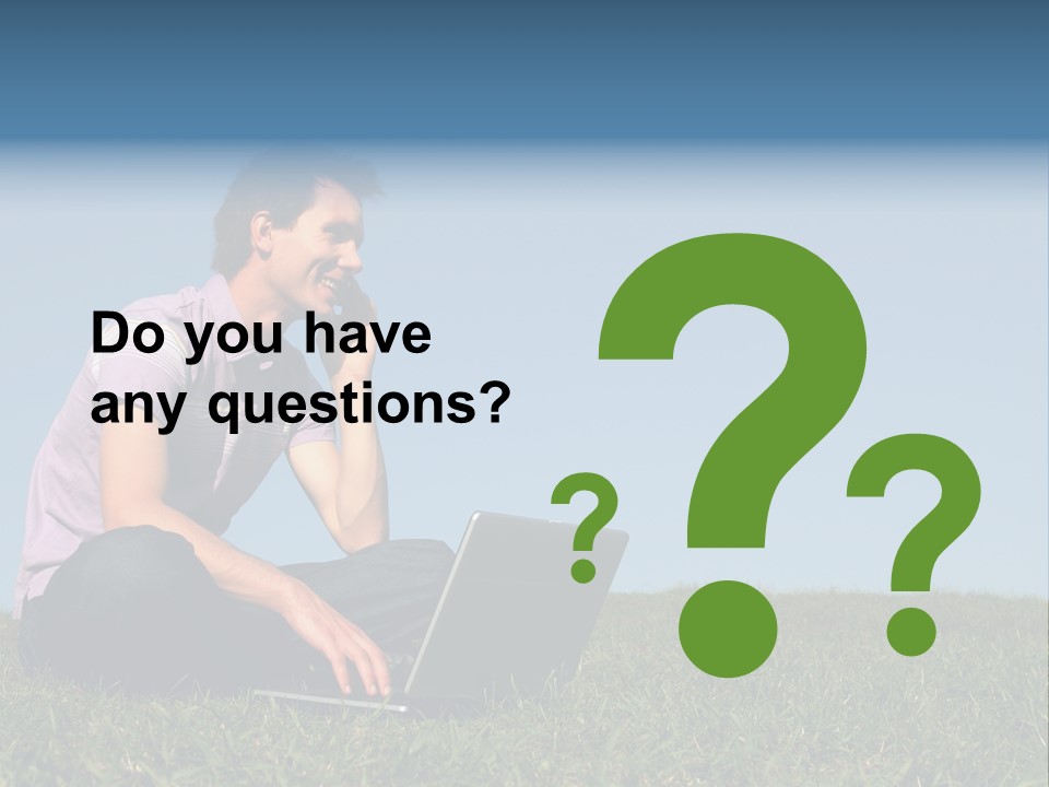 Man Using A Laptop Outdoors PowerPoint Template