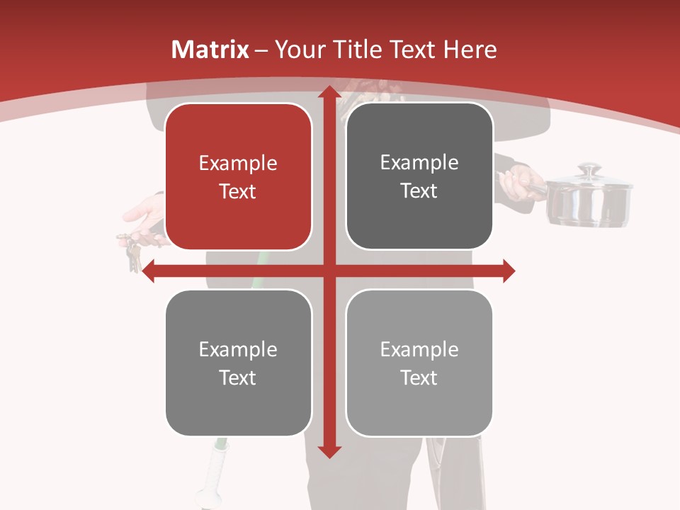 Woman With Six Arms Holding A Mop, Briefcase, Champagne Glasses, Cellphone, Keys And Cooking Pot. PowerPoint Template