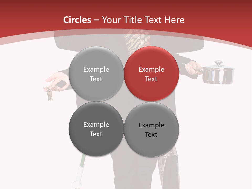 Woman With Six Arms Holding A Mop, Briefcase, Champagne Glasses, Cellphone, Keys And Cooking Pot. PowerPoint Template