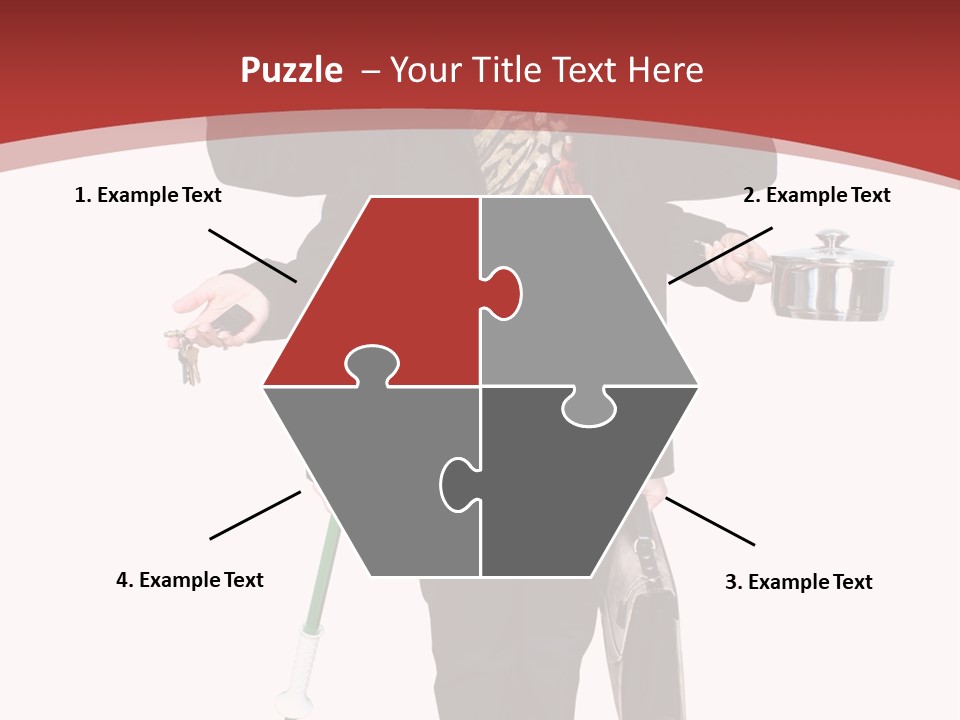 Woman With Six Arms Holding A Mop, Briefcase, Champagne Glasses, Cellphone, Keys And Cooking Pot. PowerPoint Template