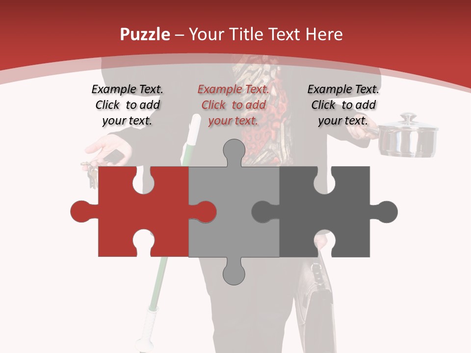 Woman With Six Arms Holding A Mop, Briefcase, Champagne Glasses, Cellphone, Keys And Cooking Pot. PowerPoint Template