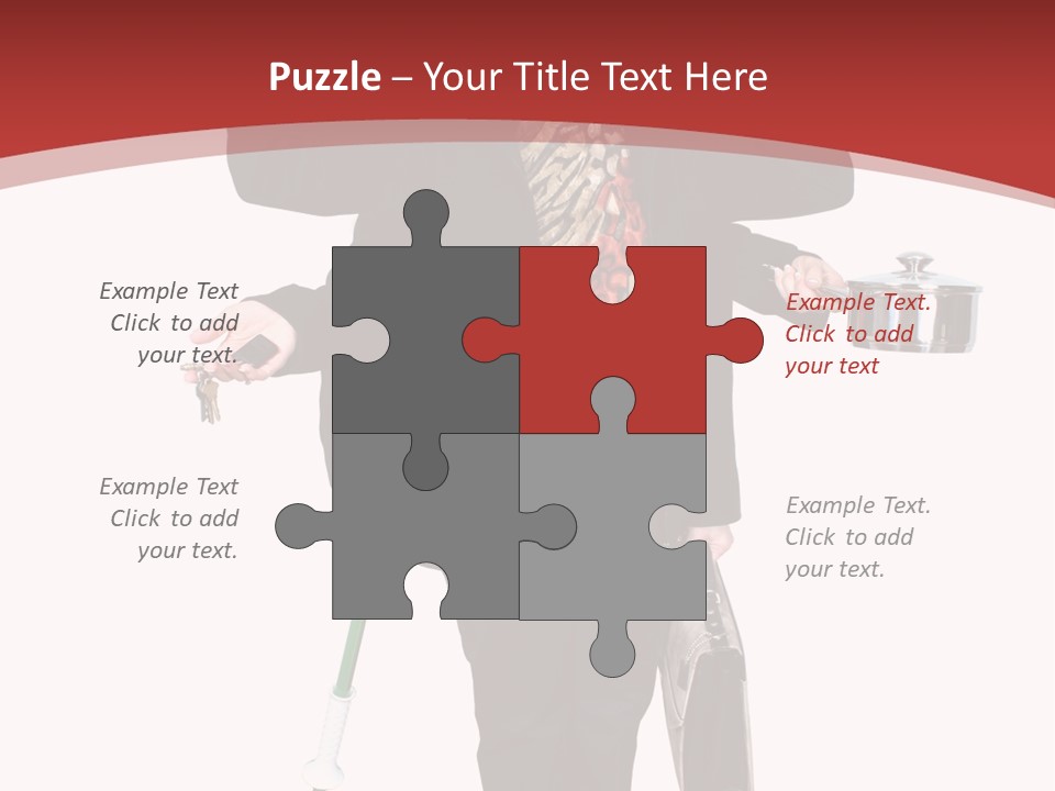 Woman With Six Arms Holding A Mop, Briefcase, Champagne Glasses, Cellphone, Keys And Cooking Pot. PowerPoint Template