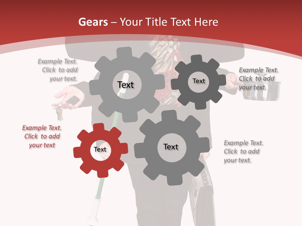 Woman With Six Arms Holding A Mop, Briefcase, Champagne Glasses, Cellphone, Keys And Cooking Pot. PowerPoint Template