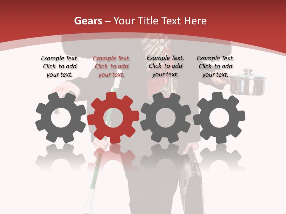 Woman With Six Arms Holding A Mop, Briefcase, Champagne Glasses, Cellphone, Keys And Cooking Pot. PowerPoint Template