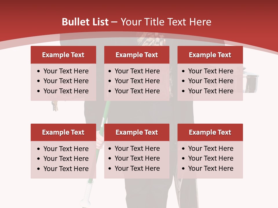 Woman With Six Arms Holding A Mop, Briefcase, Champagne Glasses, Cellphone, Keys And Cooking Pot. PowerPoint Template