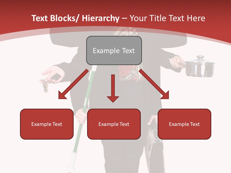 Woman With Six Arms Holding A Mop, Briefcase, Champagne Glasses, Cellphone, Keys And Cooking Pot. PowerPoint Template