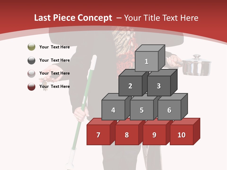 Woman With Six Arms Holding A Mop, Briefcase, Champagne Glasses, Cellphone, Keys And Cooking Pot. PowerPoint Template