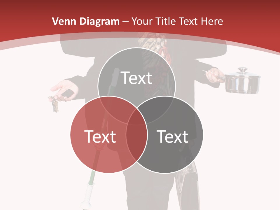 Woman With Six Arms Holding A Mop, Briefcase, Champagne Glasses, Cellphone, Keys And Cooking Pot. PowerPoint Template