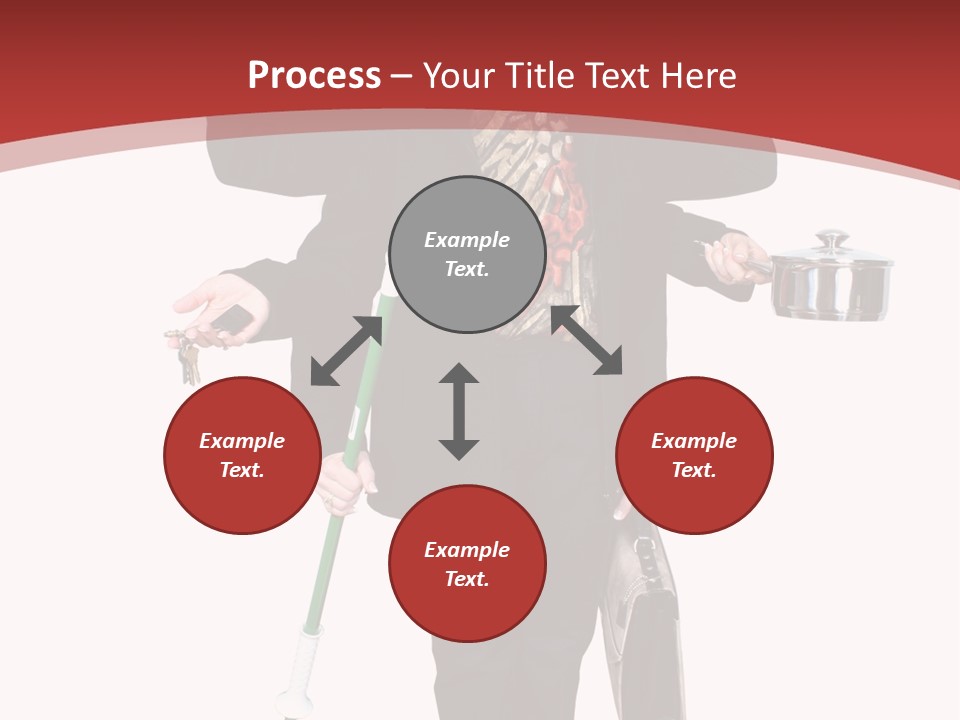 Woman With Six Arms Holding A Mop, Briefcase, Champagne Glasses, Cellphone, Keys And Cooking Pot. PowerPoint Template