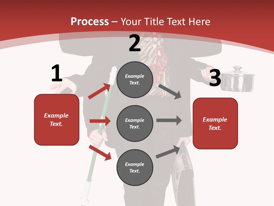 Woman With Six Arms Holding A Mop, Briefcase, Champagne Glasses, Cellphone, Keys And Cooking Pot. PowerPoint Template