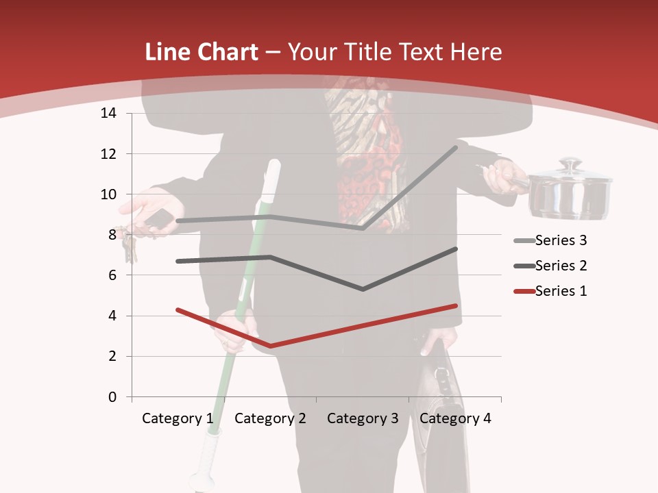 Woman With Six Arms Holding A Mop, Briefcase, Champagne Glasses, Cellphone, Keys And Cooking Pot. PowerPoint Template